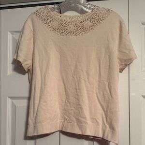 Elegant Cream Lace Women's Short Sleeve Top